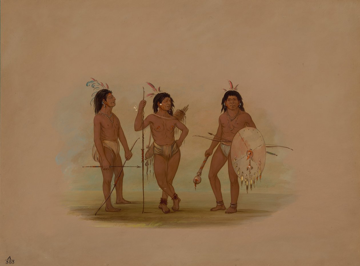 رئيس Puelchee واثنين من المحاربين الشباب ، 18541869. بواسطة جورج كاتلين