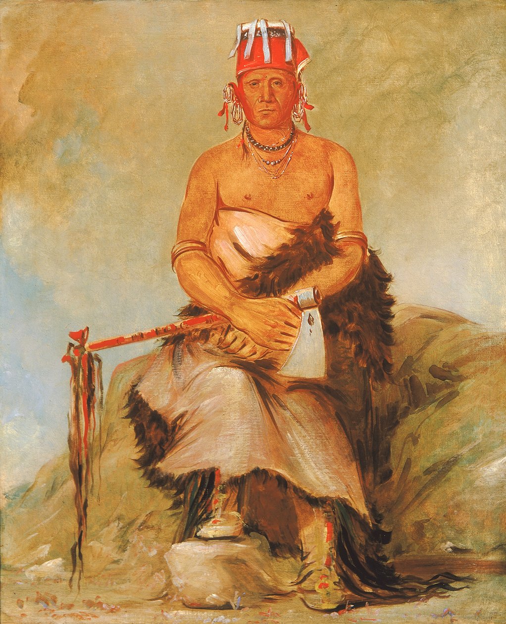 A'h-sha-la-cóots-ah ، الخلد في الجبهة ، رئيس الجمهوري باوني ، 1832. بواسطة جورج كاتلين