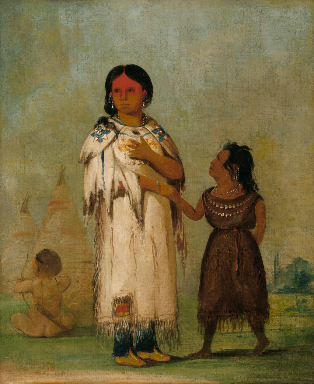 Assiniboin المرأة والطفل ، 1832. بواسطة جورج كاتلين
