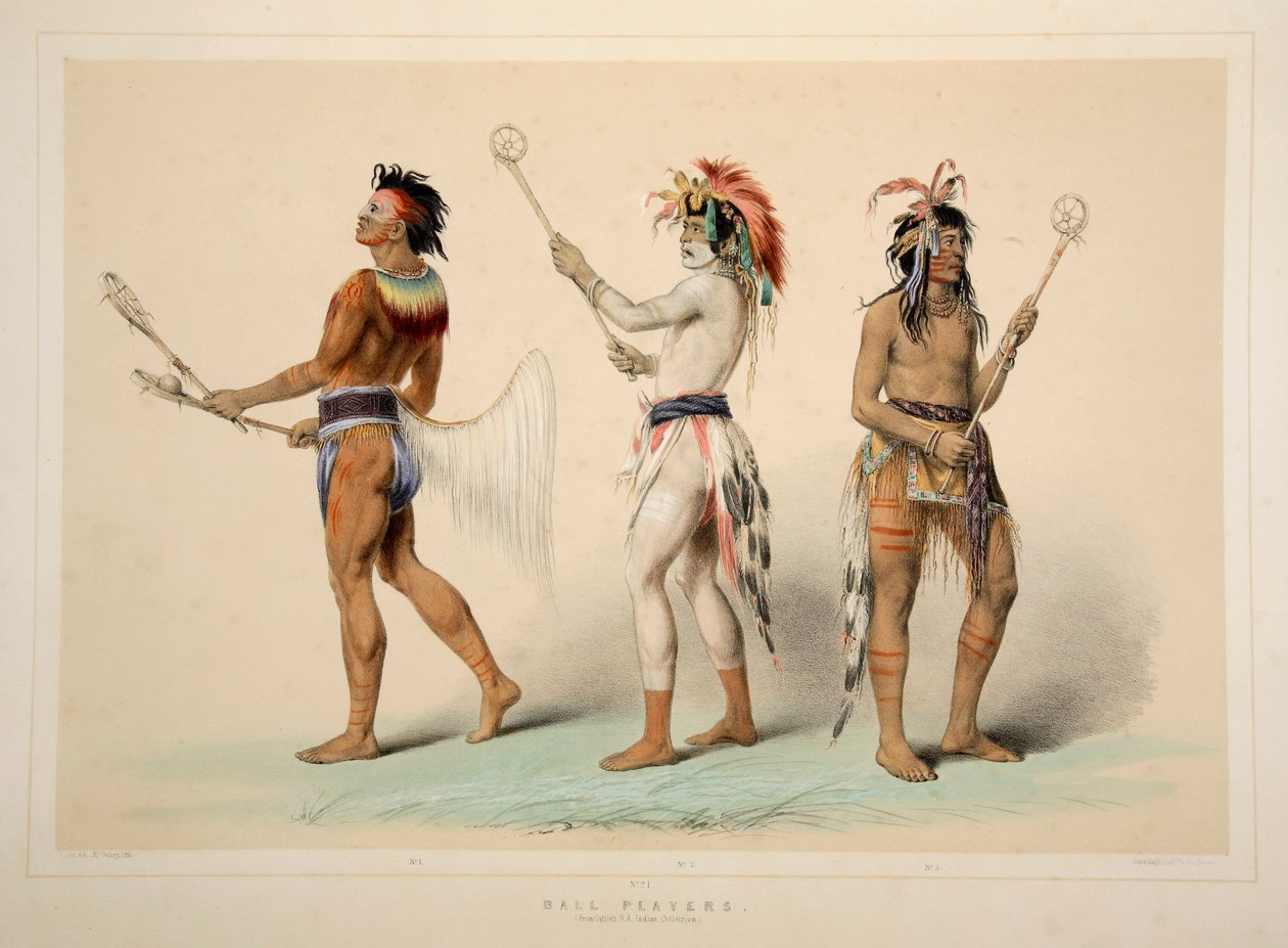 لاعبي الكرة ، حانة. 1845 طباعة حجرية ملونة. بواسطة جورج كاتلين