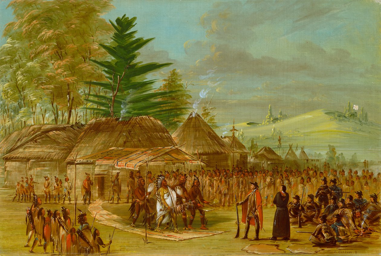 رئيس هنود Taensa يستقبلون La Salle ، 18478 بواسطة جورج كاتلين