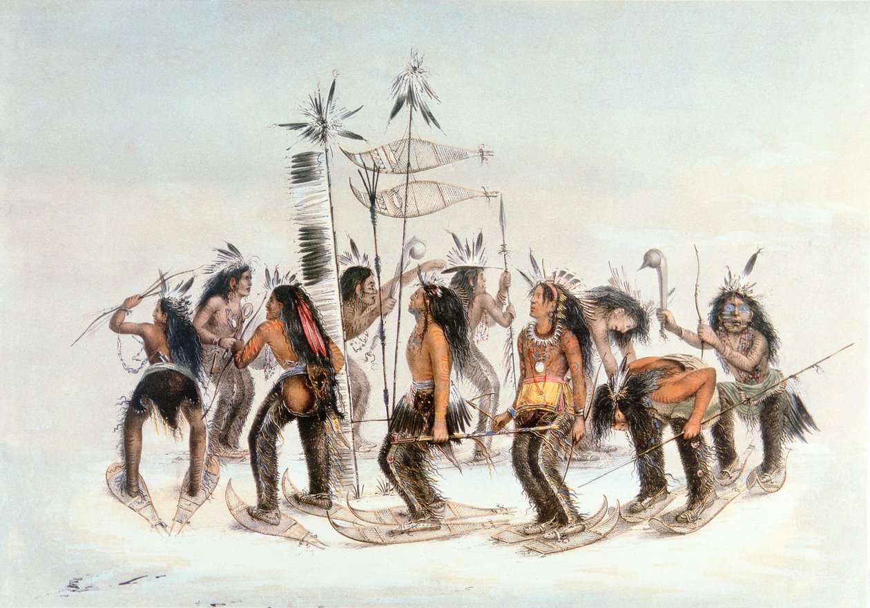 Chippewa Snowshoe Dance, c.1835 (watercolor on paper) بواسطة جورج كاتلين