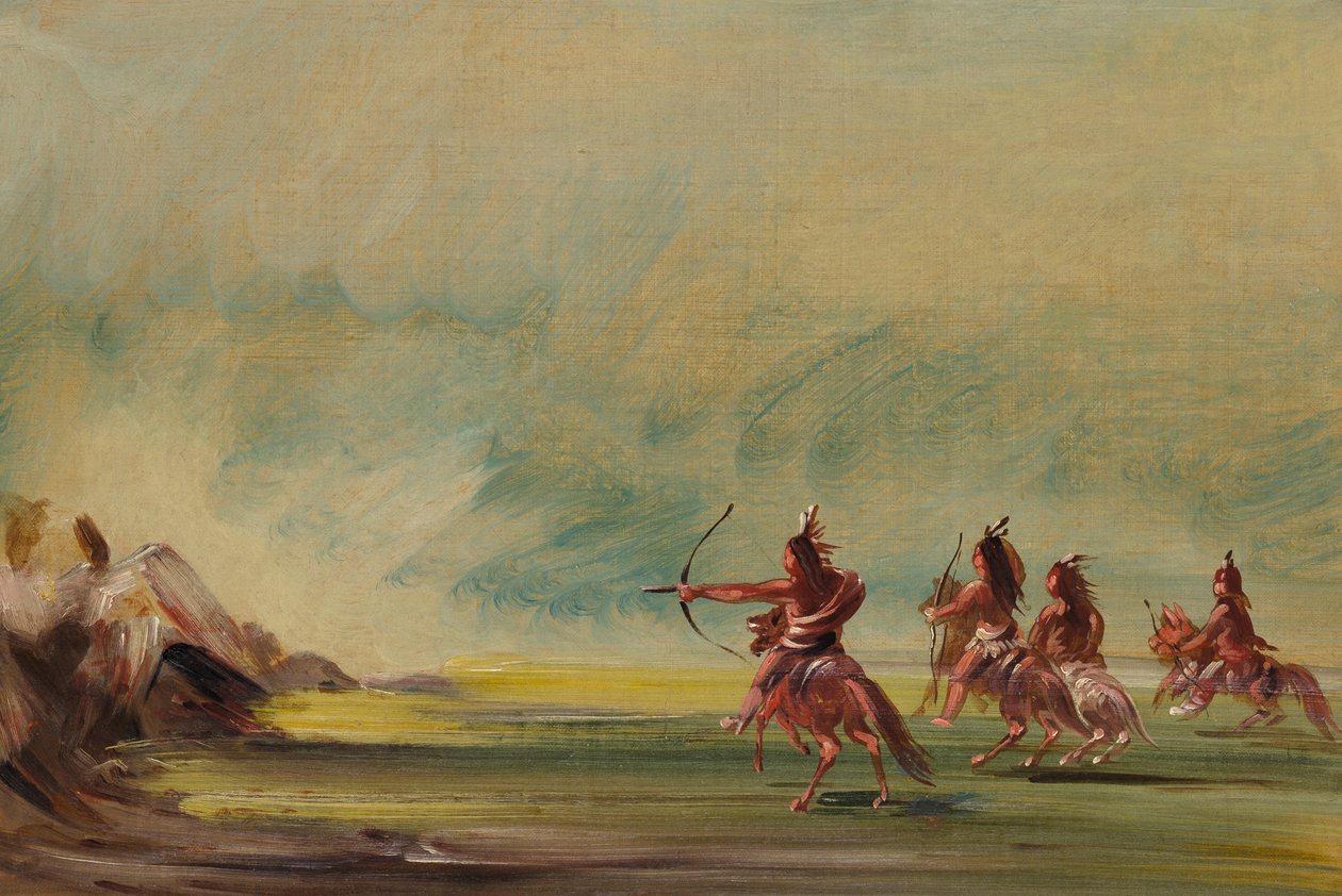 كومانش يعطي سهامًا إلى صخرة الطب ، 1837-1839. بواسطة جورج كاتلين