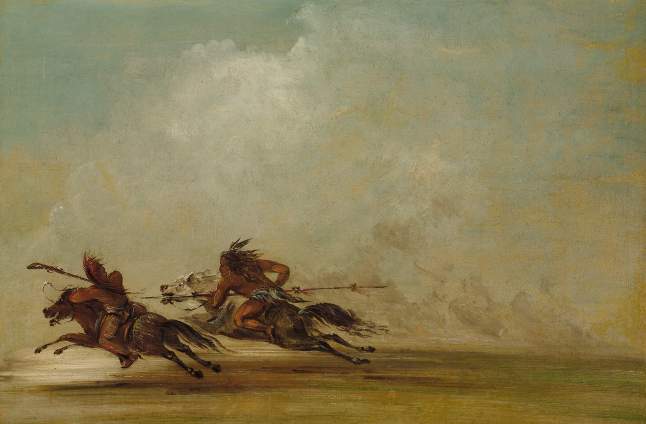 Comanche Warrior Lancing an Osage ، بأقصى سرعة ، 1837-1839. بواسطة جورج كاتلين
