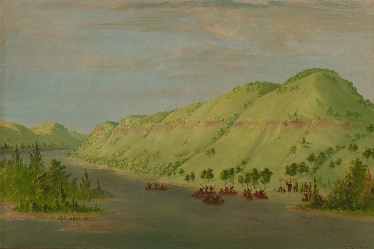 الأب هينيبين يغادر المسيسيبي لينضم إلى لا سال. 8 مايو 1680 ، 18471848. بواسطة جورج كاتلين