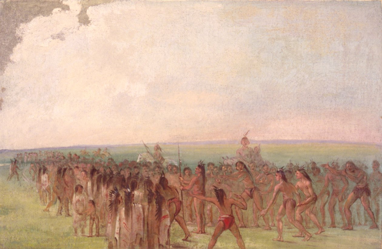 أثر القدم خلف قرية ماندان ، 1832-1833. بواسطة جورج كاتلين