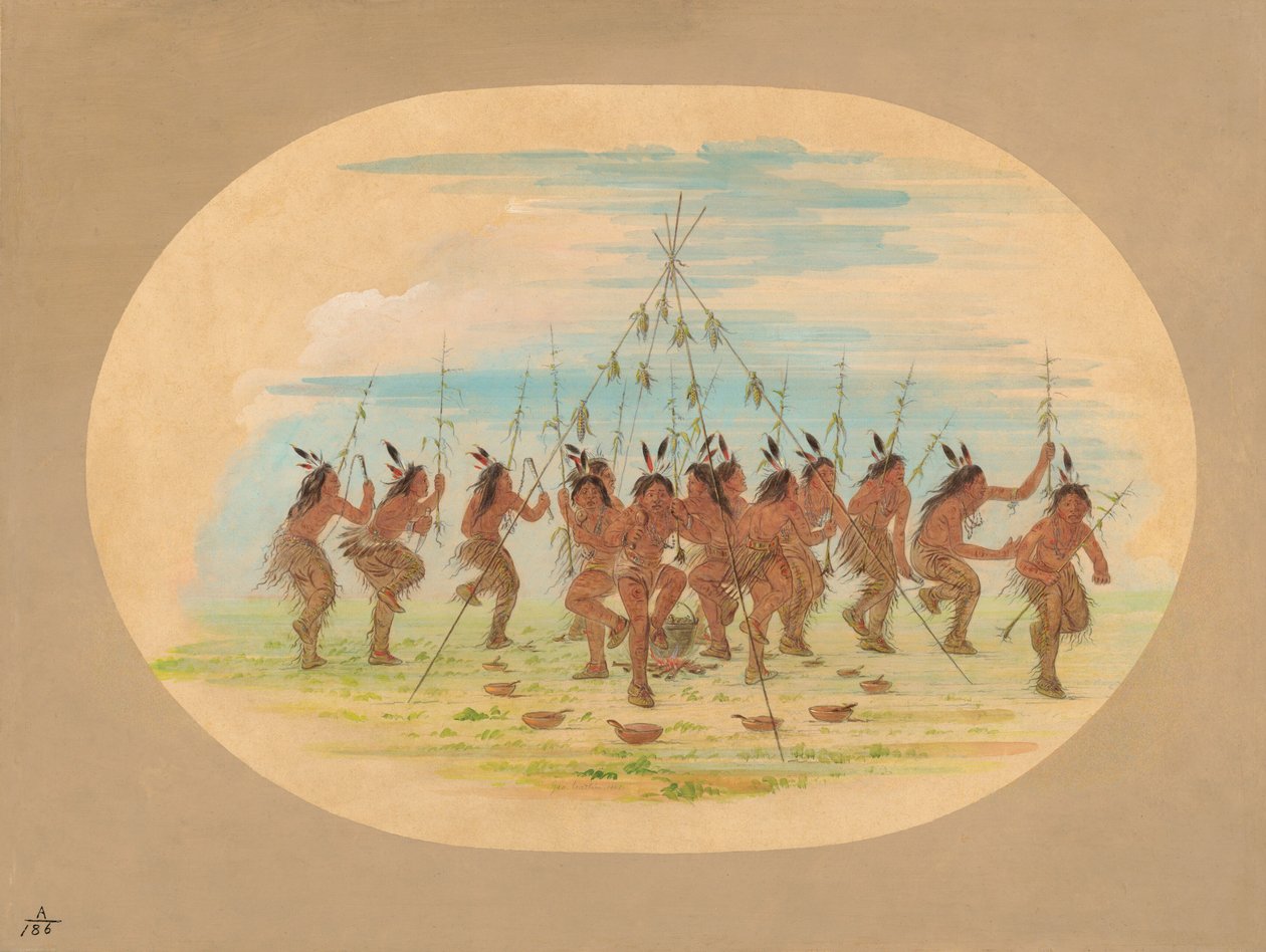 رقصة الذرة الخضراء - Minatarrees ، 1861. بواسطة جورج كاتلين