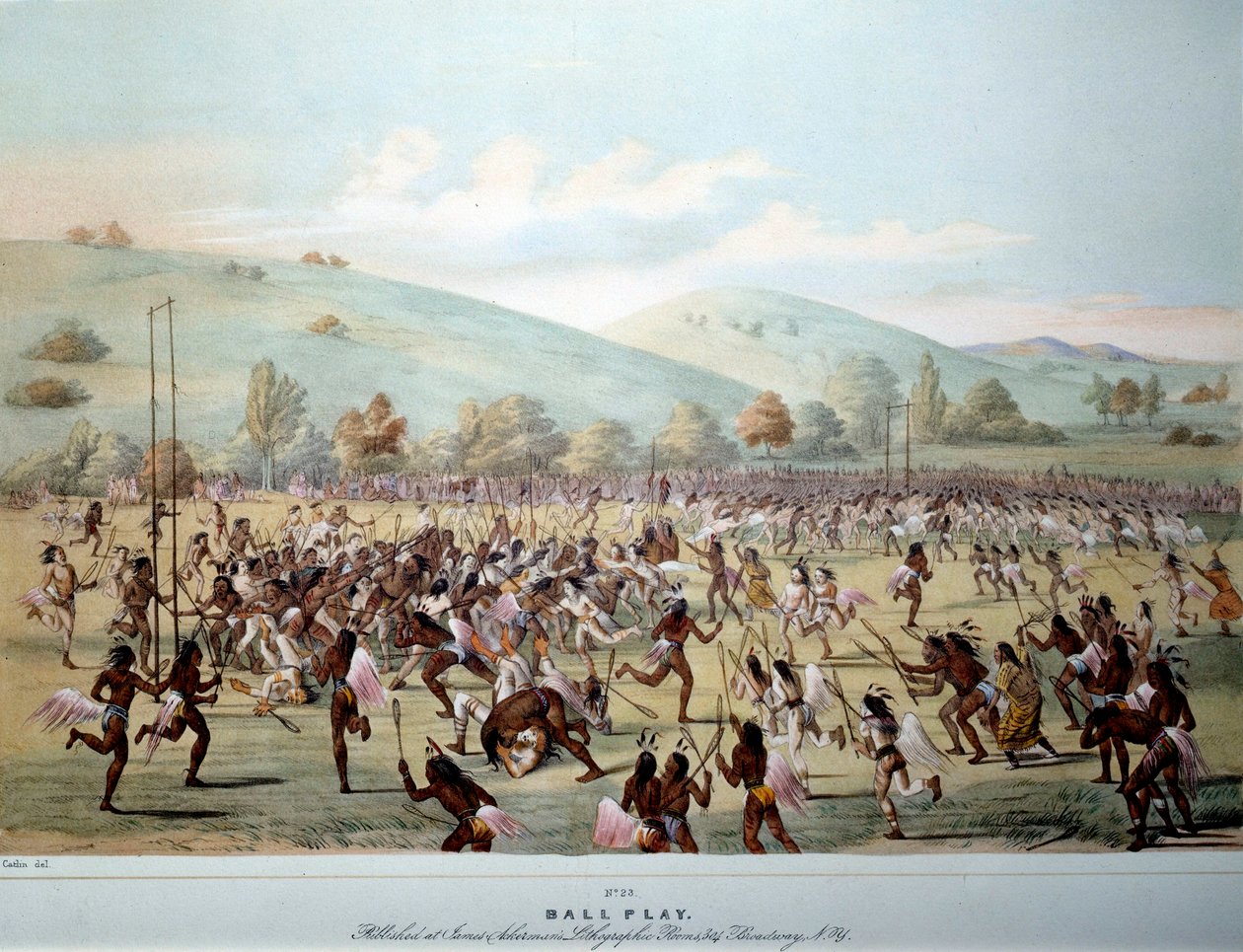 Indian of America: لعبة كرة في قبيلة من Red Skins. طباعة جورج كاتلين (1794-1872) مجموعة خاصة من القرن التاسع عشر بواسطة جورج كاتلين