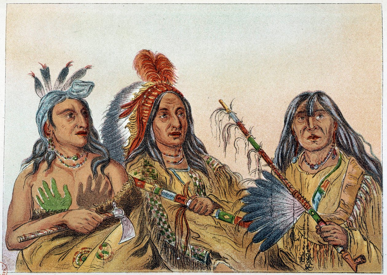 هنود أمريكا: صورة لزعماء سيوكس الذين كان تنافسهم ثابتًا. رسم جورج كاتلين (1794-1872) بواسطة جورج كاتلين