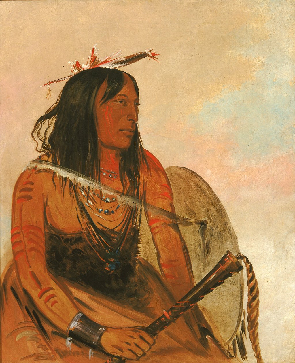 Ish-a-ró-yeh ، من يحمل ذئبًا ، شجاعًا مميزًا ، 1834. بواسطة جورج كاتلين
