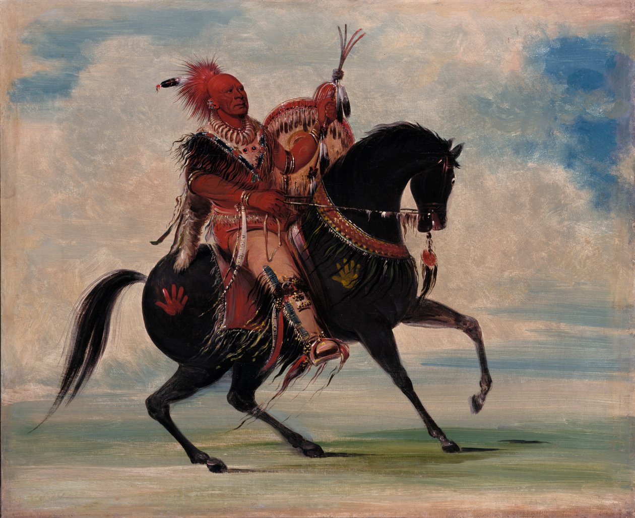 Kee-o-kúk ، الثعلب المراقب ، رئيس القبيلة ، على ظهور الخيل ، ١٨٣٥. بواسطة جورج كاتلين