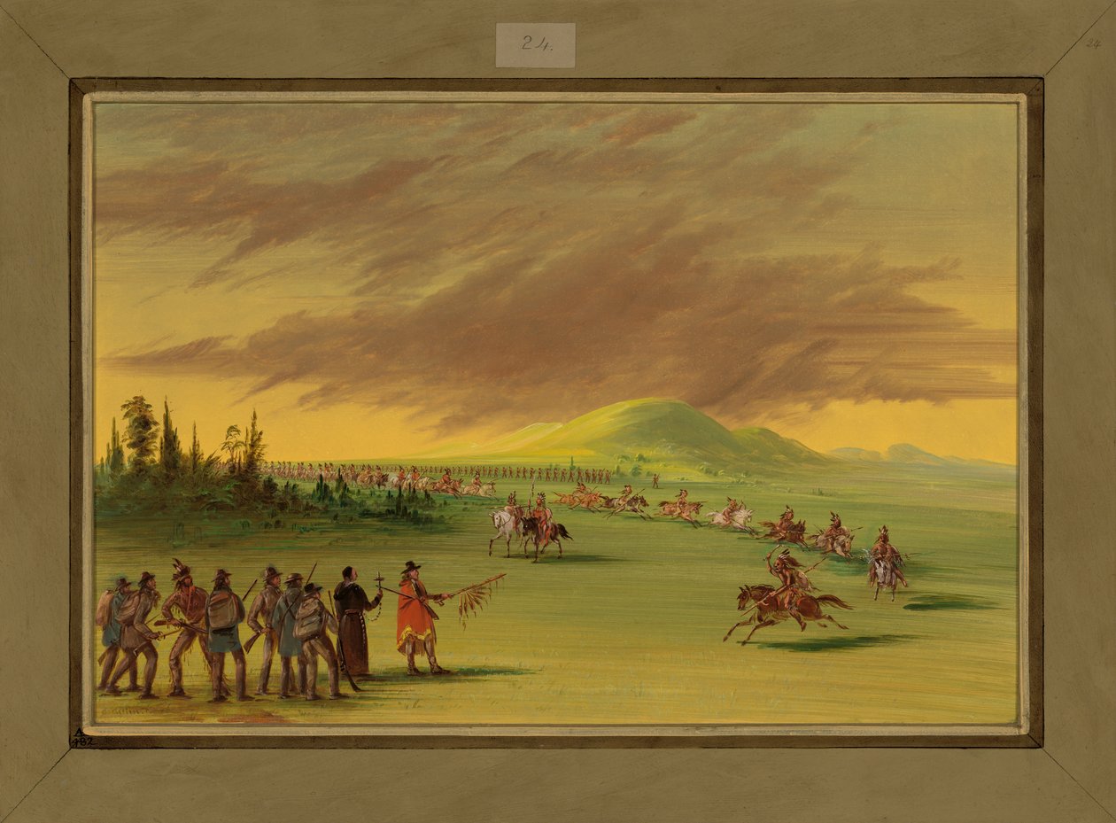 لا سال تجتمع مع حزب حرب هنود Cenis في تكساس براري ، 25 أبريل 1686 ، 1847-1848 بواسطة جورج كاتلين