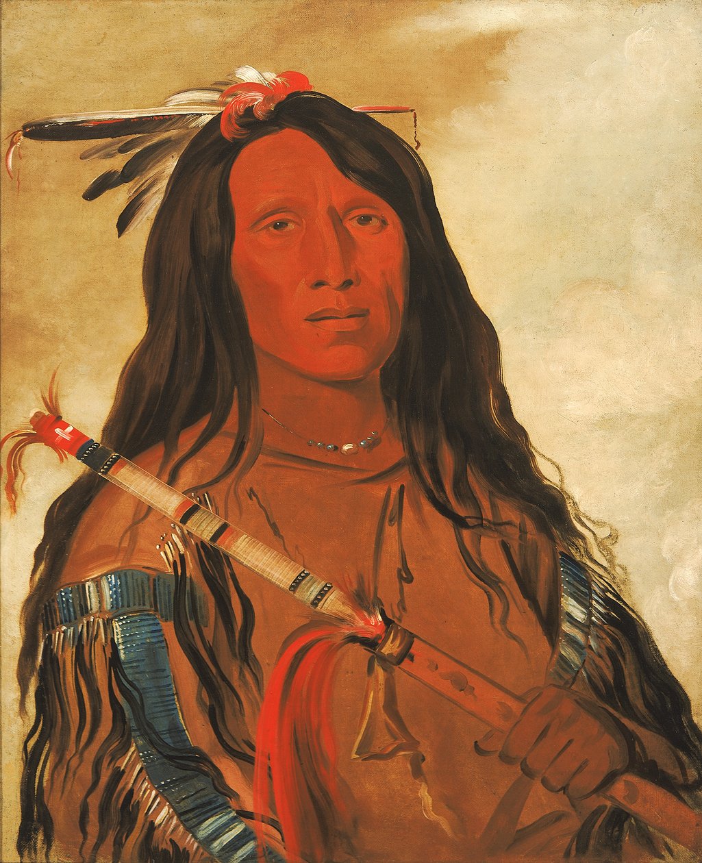 Né-hee-ó-ee-wóo-tis ، وولف أون ذا هيل ، رئيس القبيلة ، 1832. بواسطة جورج كاتلين
