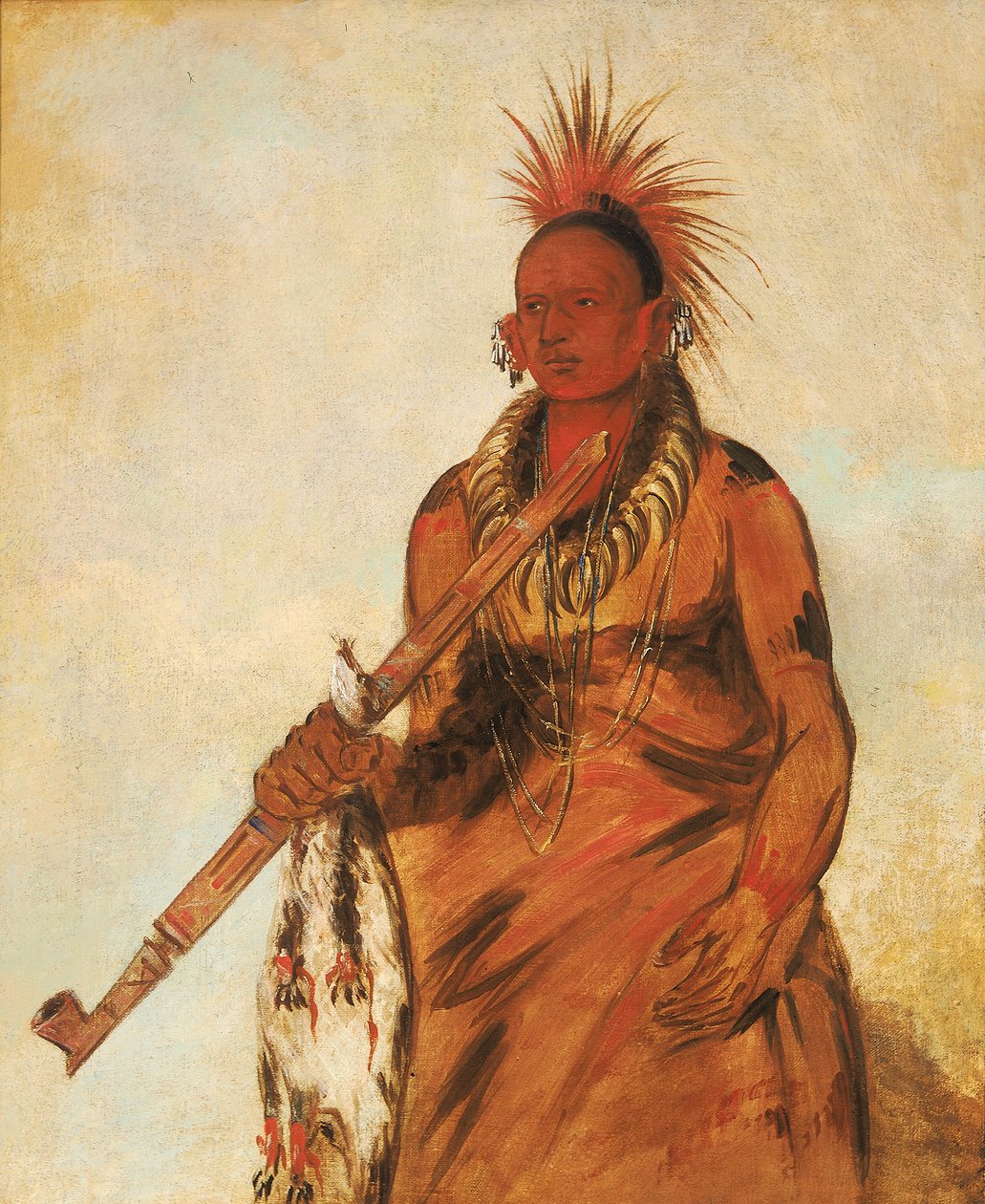 No-o-mún-nee ، يمشي في المطر ، محارب 1832. بواسطة جورج كاتلين