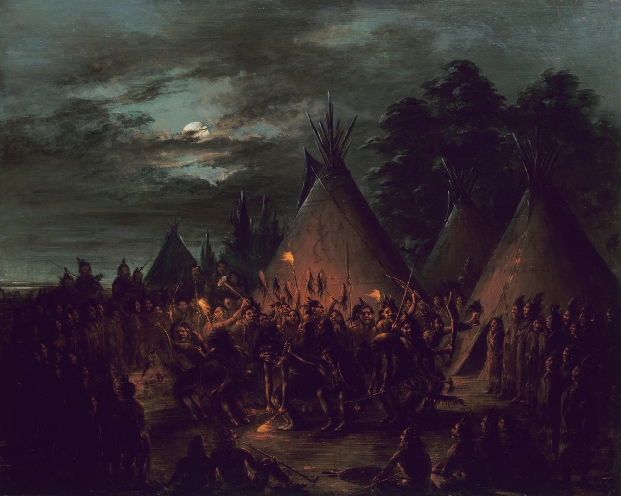 رقصة فروة الرأس ، سيوكس ، 1845-1848. بواسطة جورج كاتلين