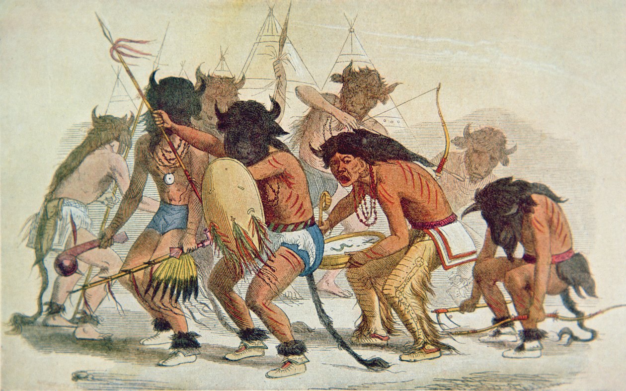 Sioux Buffalo Dance (colour litho) بواسطة جورج كاتلين