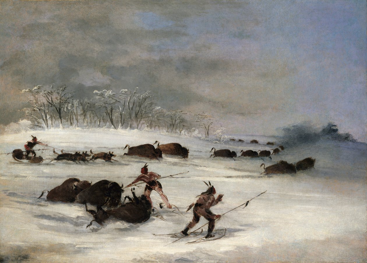 الهنود السيو على أحذية الثلوج لانسينغ بافالو ، 1846-1848. بواسطة جورج كاتلين
