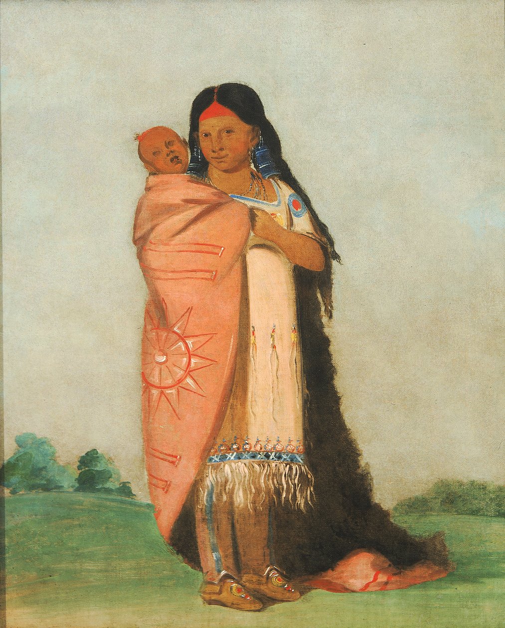 Tsee-moúnt ، عجائب عظيمة ، تحمل طفلها في رداءها ، 1832. بواسطة جورج كاتلين