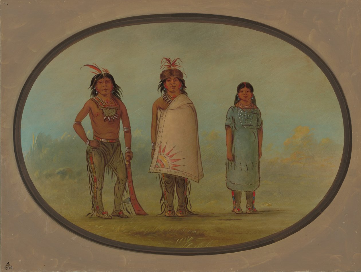 اثنان من Chippewyan Warriors وامرأة ، 18551869. بواسطة جورج كاتلين