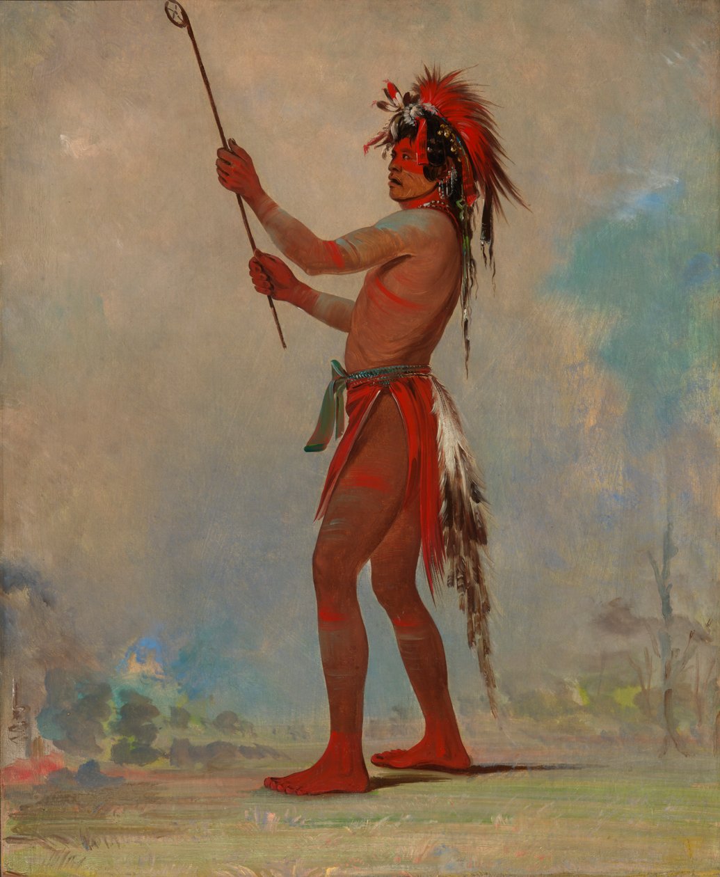 We-chúsh-ta-dóo-ta ، الرجل الأحمر ، لاعب الكرة المميز ، 1835. بواسطة جورج كاتلين