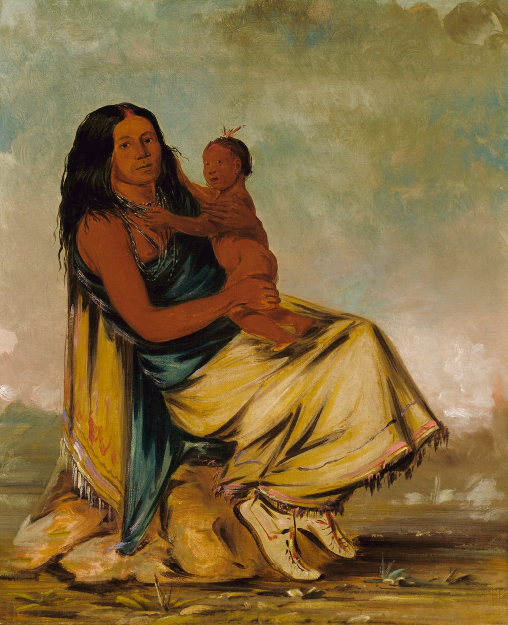 Wáh-chee-te ، زوجة Cler-mónt والطفل 1834. بواسطة جورج كاتلين