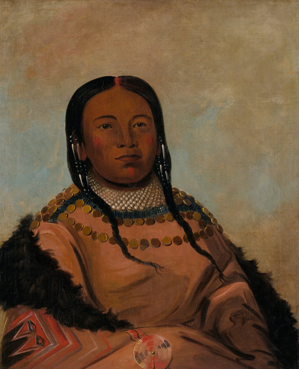Wi-lóoh-tah-eeh-tcháh-ta-máh-nee ، الشيء الأحمر الذي يمس في مسيرة ، ابنة بلاك روك ، 1832. بواسطة جورج كاتلين