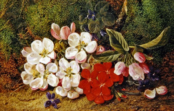 Blossom and Geraniums By Mossy Bank (زيت على قماش) بواسطة جورج كلير