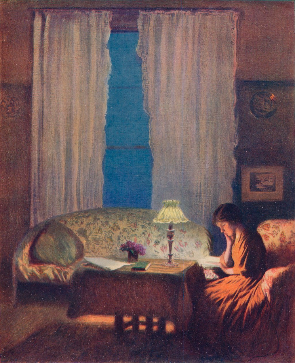 قراءة من قبل Lamplight Twilight: Interior ، 1909 بواسطة جورج كلاوسن