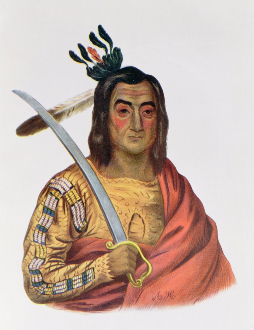 Mou-Ka-Ush-Ka أو "The Trembling Earth" ، رئيس Yankton Sioux ، التوضيح من "القبائل الهندية في أمريكا الشمالية" ، بقلم توماس ل. مكيني وجيمس هول ، الحانة. جون جرانت بواسطة جورج كوك
