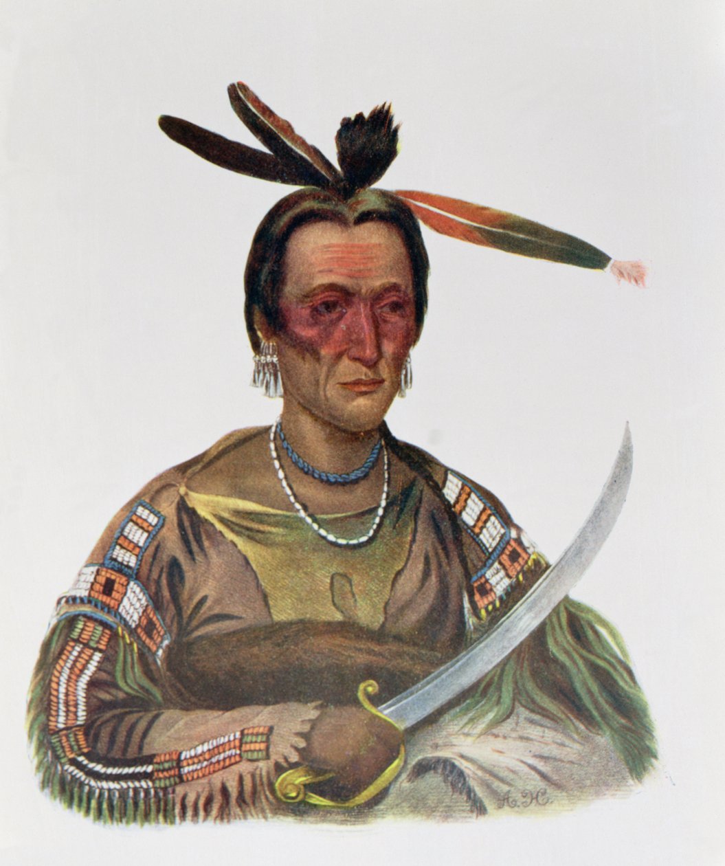 To-Ka-Cou ، رئيس Yankton Sioux ، 1837 ، رسم توضيحي من "القبائل الهندية لأمريكا الشمالية ، المجلد الأول" ، بقلم توماس ل. مكيني وجيمس هول ، الحانة. جون جرانت بواسطة جورج كوك