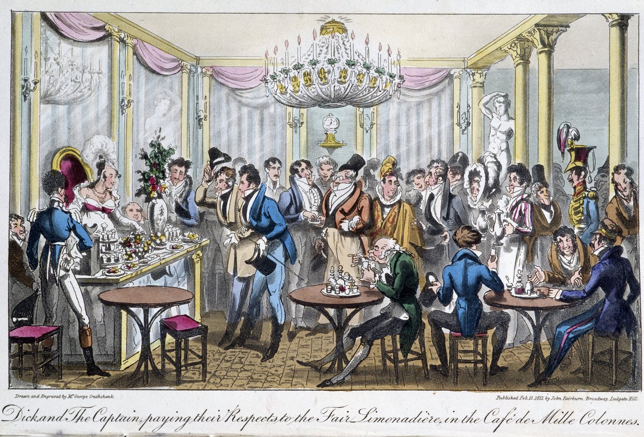 أعمدة Café des Milles - في "الحياة في باريس" لديفيد كاري ، لندن بواسطة جورج كروكشانك