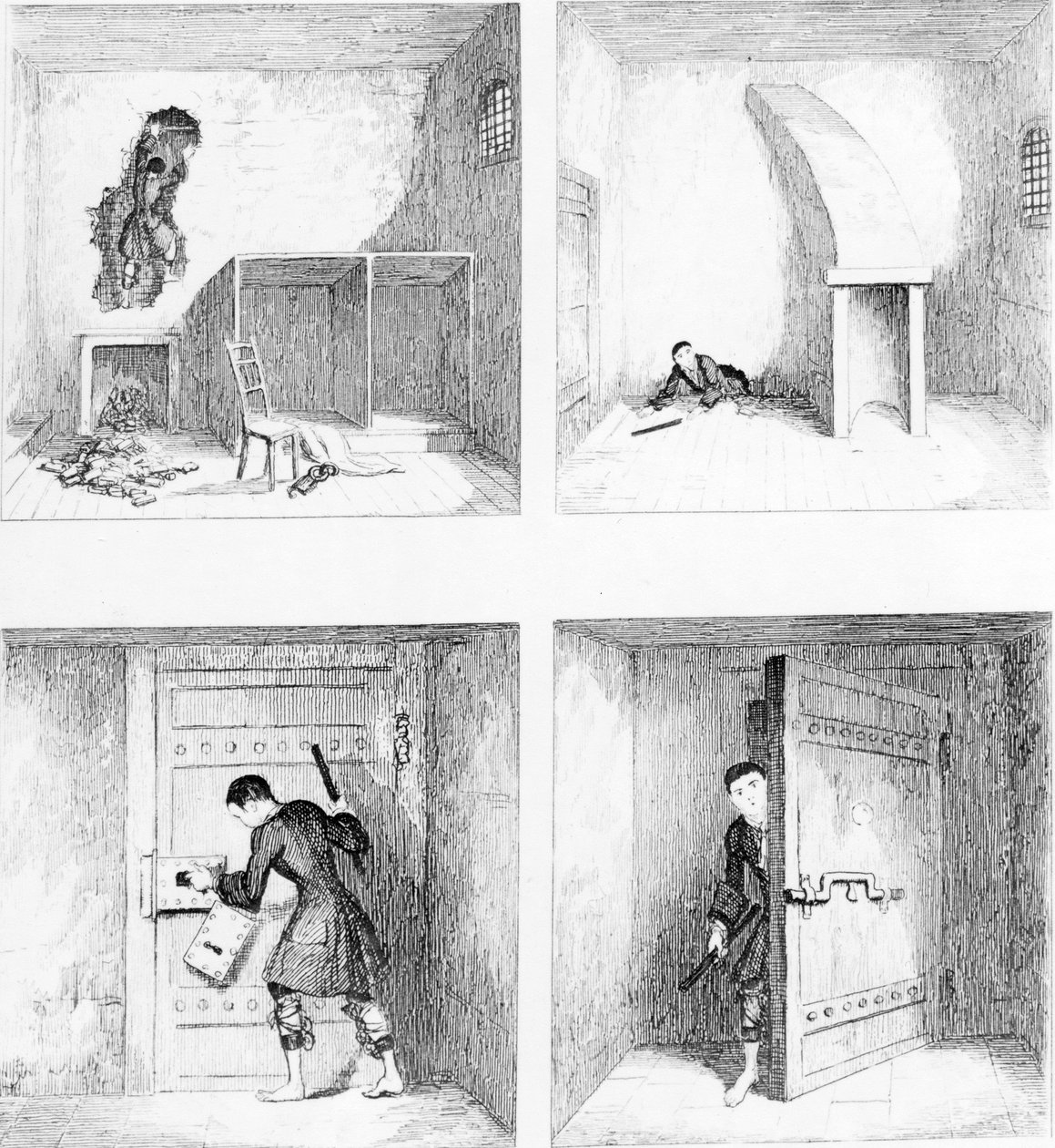 الهروب رقم 1 ، من "جاك شيبارد" بواسطة WH Ainsworth ، تم نشره عام 1839 بواسطة جورج كروكشانك