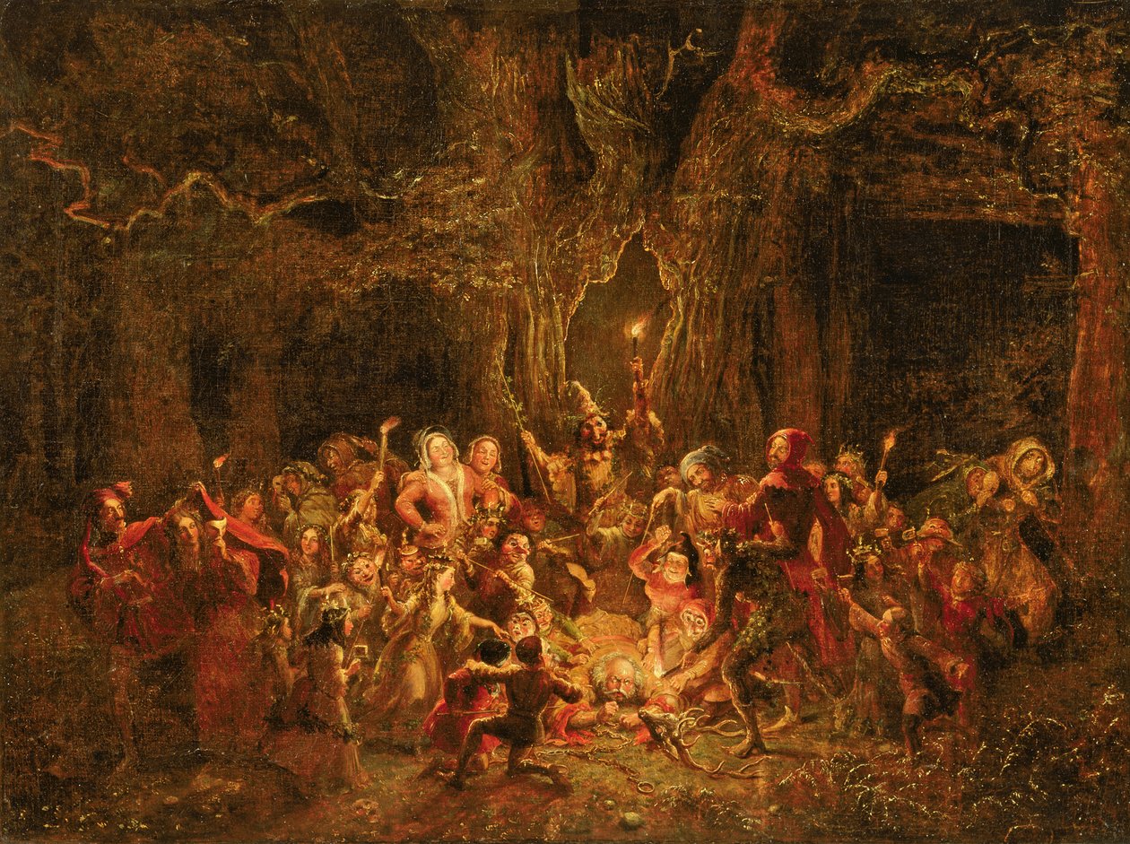 هيرن بلوط من "زوجات وندسور المرحات" بقلم ويليام شكسبير (1564-1616) ، حوالي 1857 (زيت على قماش) بواسطة جورج كروكشانك