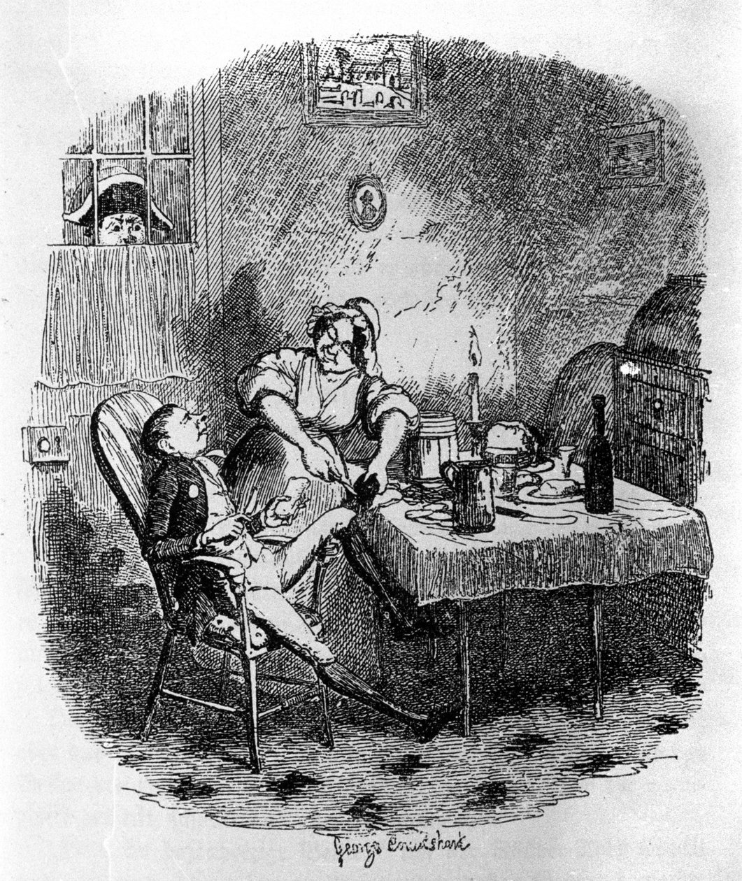 رسم توضيحي لـ "" أوليفر تويست "(أوليفر) لتشارلز ديكنز (1812-1870) ، بقلم جورج كروكشانك (1792-1878). بواسطة جورج كروكشانك