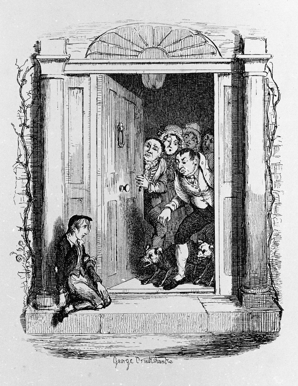 رسم توضيحي لـ "" أوليفر تويست "(أوليفر) لتشارلز ديكنز (1812-1870) ، بقلم جورج كروكشانك (1792-1878). بواسطة جورج كروكشانك