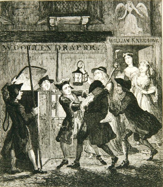 جاك شيبارد يخدع Shotbolt the Gaoler ، رسم توضيحي من "Jack Sheppard: A Romance" بقلم William Harrison Ainsworth ، نُشر عام 1839 (حفر) بواسطة جورج كروكشانك