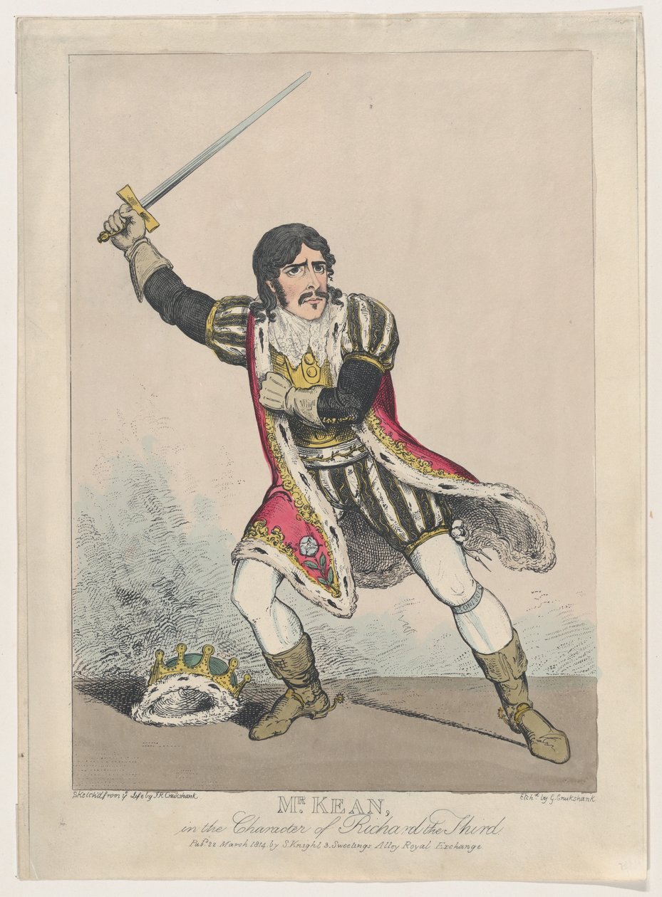 السيد كين في شخصية ريتشارد الثالث ، كاليفورنيا. 1814. ، كاليفورنيا. 1814. بواسطة جورج كروكشانك