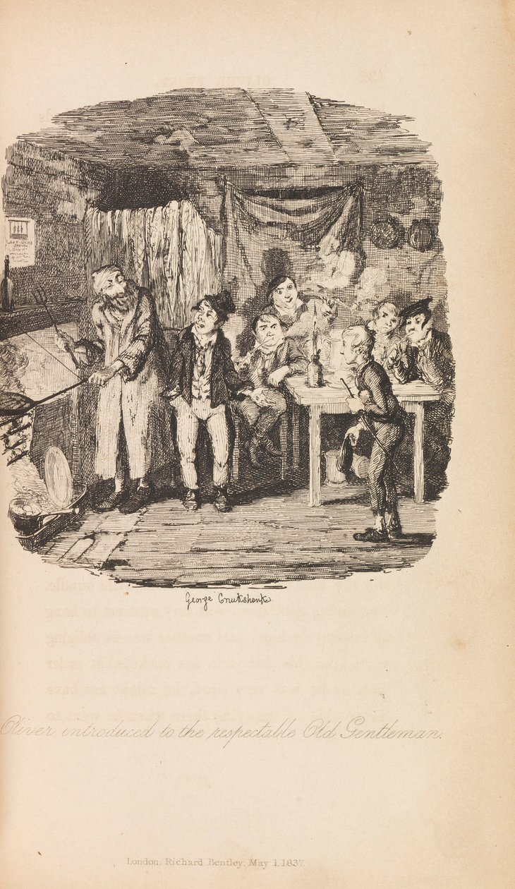 أوليفر تويست أو ، تقدم فتى الأبرشية لتشارلز ديكنز. الطبعة الأولى 1838. بواسطة جورج كروكشانك