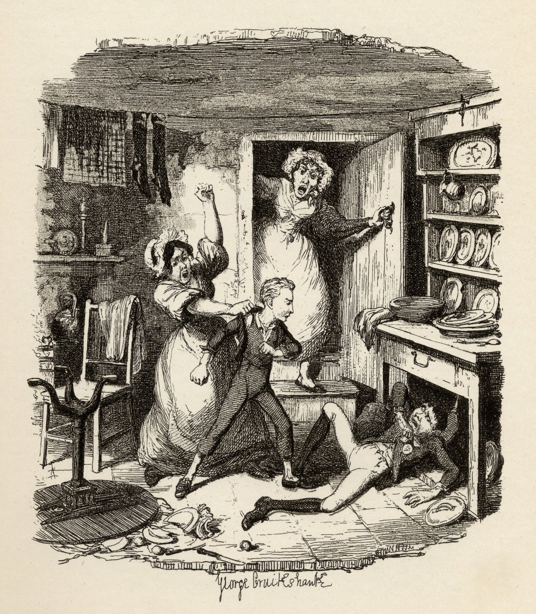 أوليفر يستخرج روحًا من "مغامرات أوليفر تويست" بقلم تشارلز ديكنز (1812-70) 1838 ، نشرها تشابمان أوند هول ، 1901 بواسطة جورج كروكشانك
