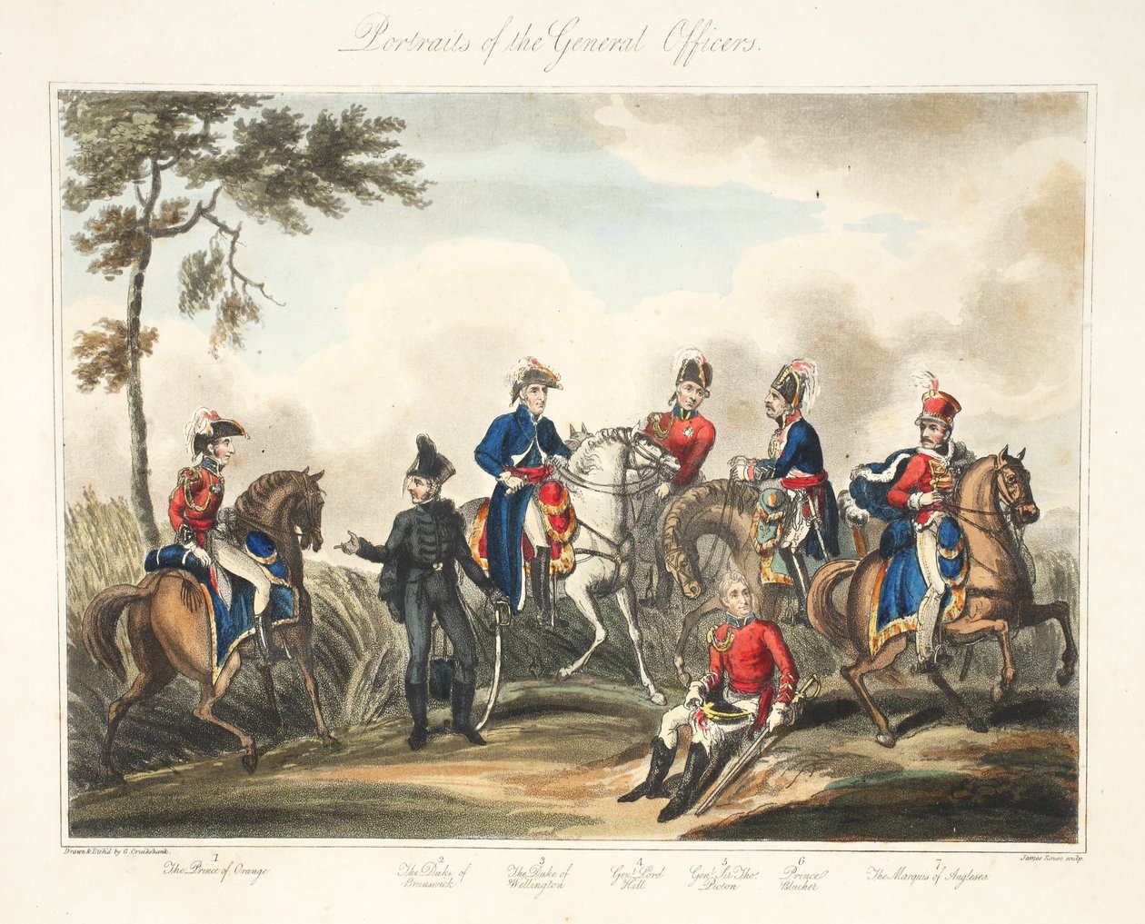 صور الضباط العامين ، حانة. H. Colburn ، engr Rouse ، 1816 بواسطة جورج كروكشانك