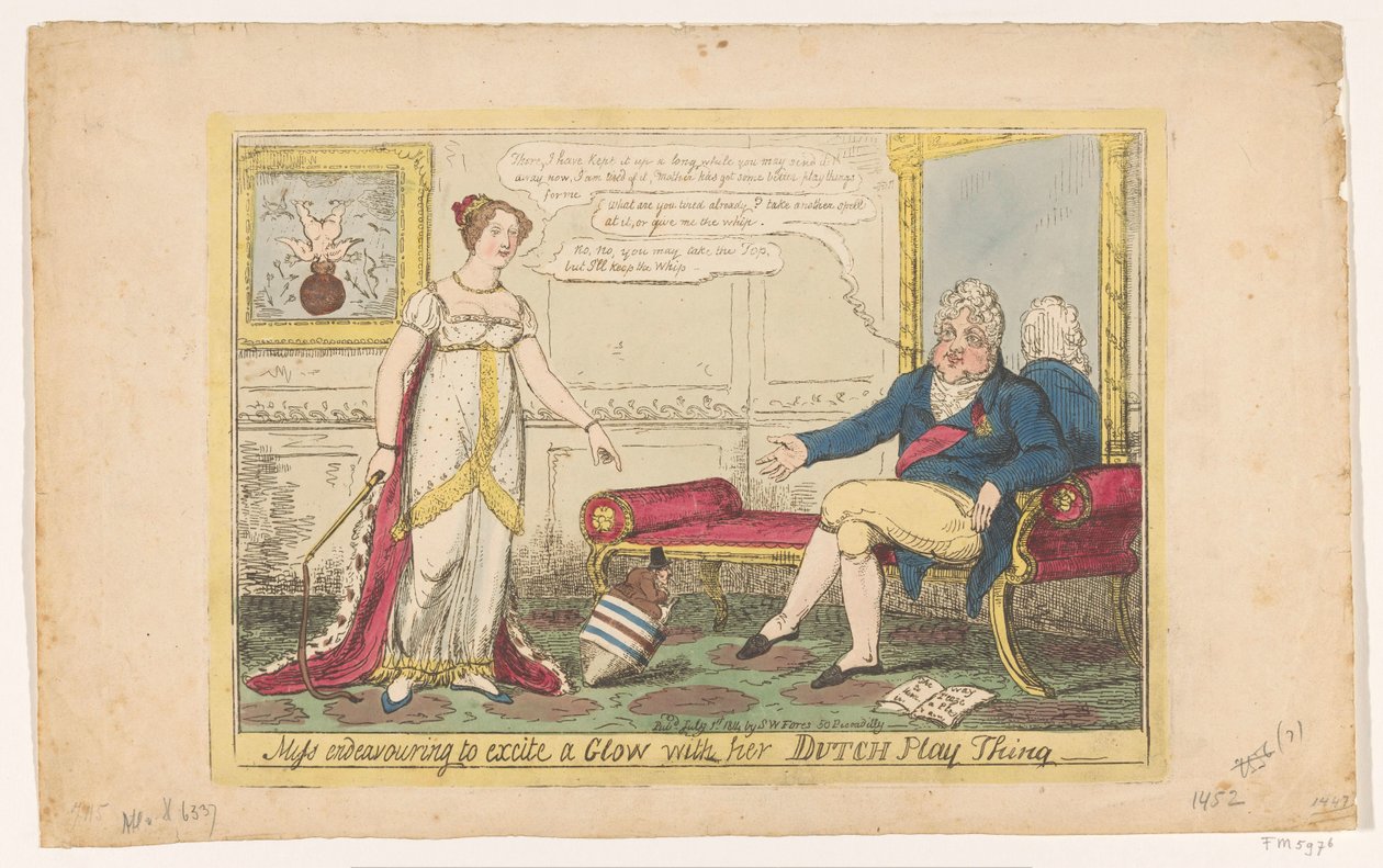 لعبت الأميرة شارلوت بقميصها الهولندي الدوار ، 1814 ملكة جمال محاولة إثارة توهج مع هولندي بلاي ثينج (العنوان على الكائن) بواسطة جورج كروكشانك