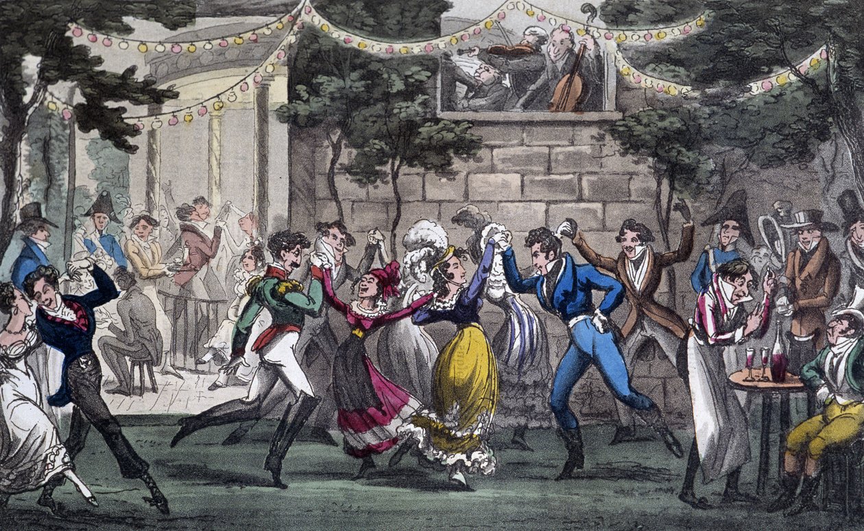 Quadrille in the Salon de Mars ، في الشانزليزيه - في "" Life in Paris "لديفيد كاري ، لندن بواسطة جورج كروكشانك
