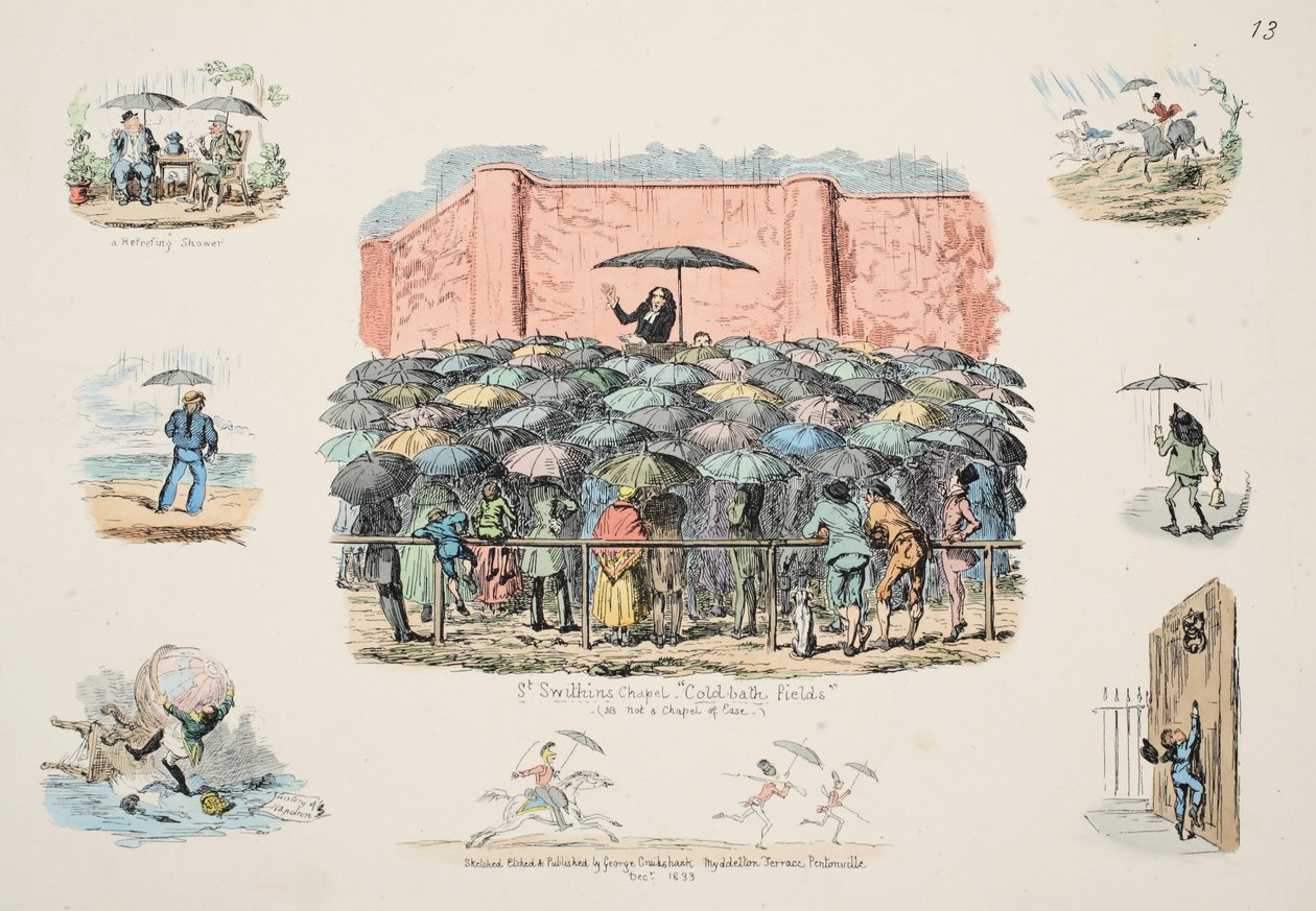 St Swithuns Chapel حقول الحمام البارد ، الحانة. 1833 (نقش يدوي) بواسطة جورج كروكشانك
