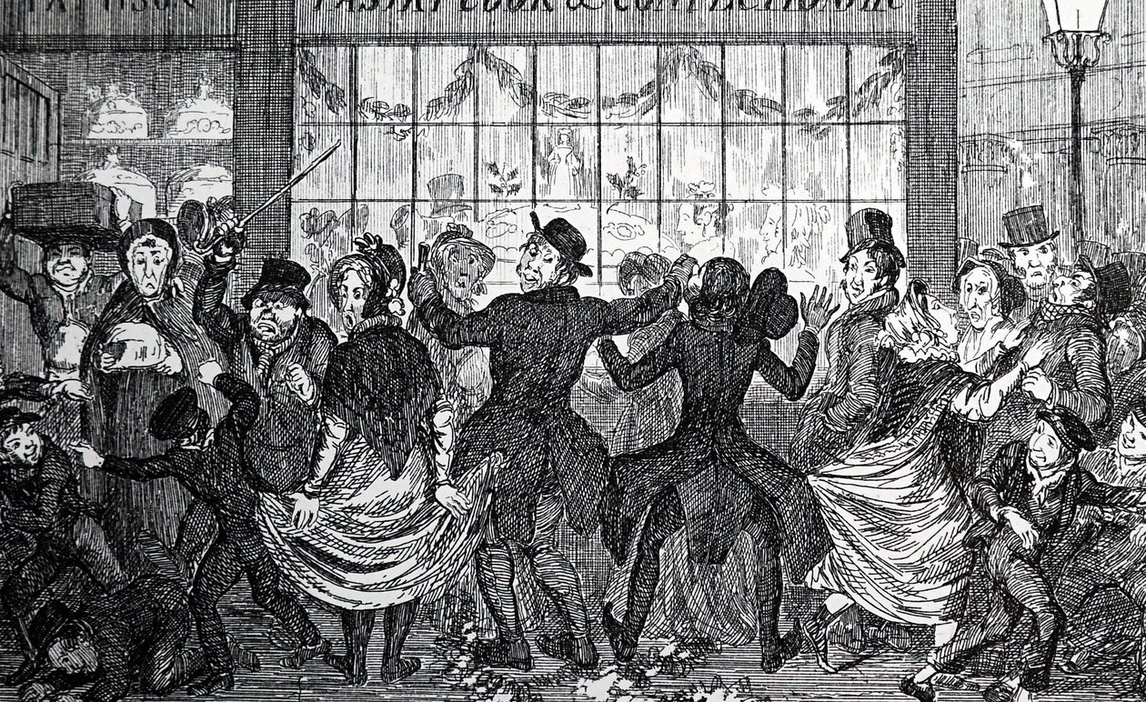 قنافذ الشوارع تسبب الفوضى في الحشد خارج متجر طهاة الحلويات والمعجنات في Twelfth Night بواسطة جورج كروكشانك