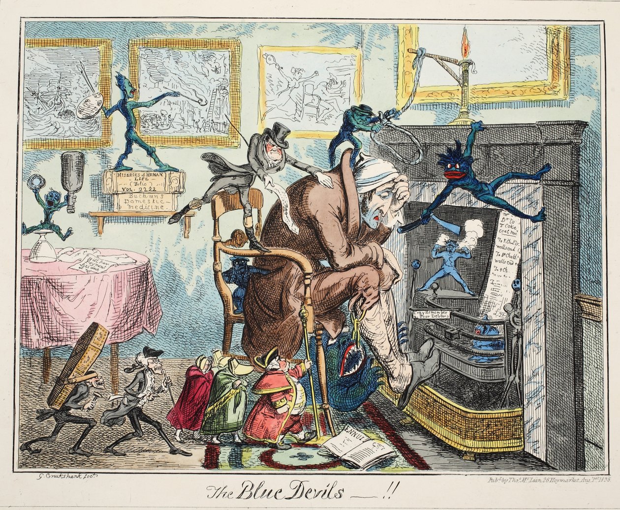 الشياطين الزرقاء ، حانة. 1835 (نقش يدوي) بواسطة جورج كروكشانك