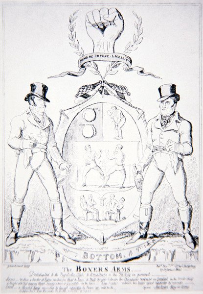 The Boxer's Arms ، المكرس للنادي الملاكم ، للهواة والخيال بشكل عام ، نشره جي همفري ، لندن 1891 (ليثو) بواسطة جورج كروكشانك