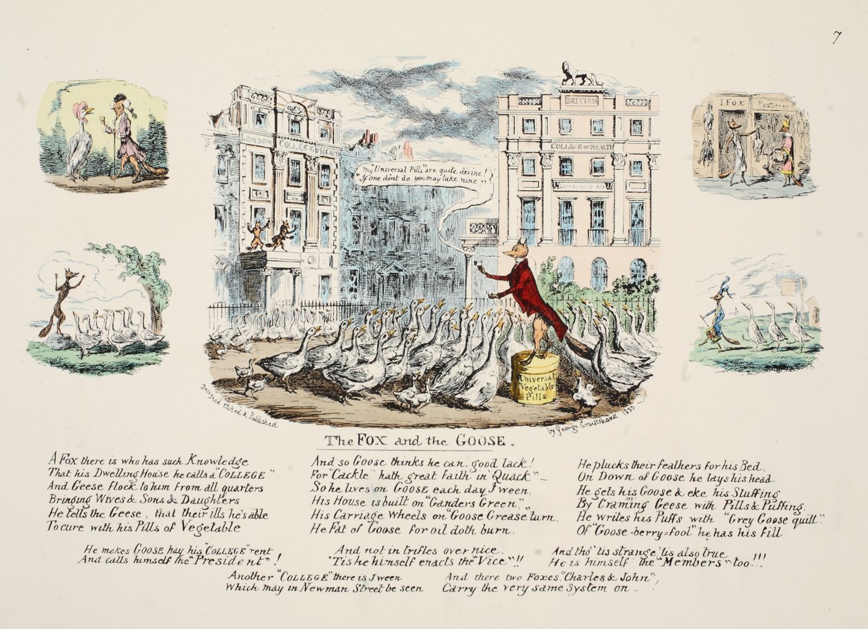 الثعلب والجوس ، حانة. 1833 (نقش يدوي) بواسطة جورج كروكشانك