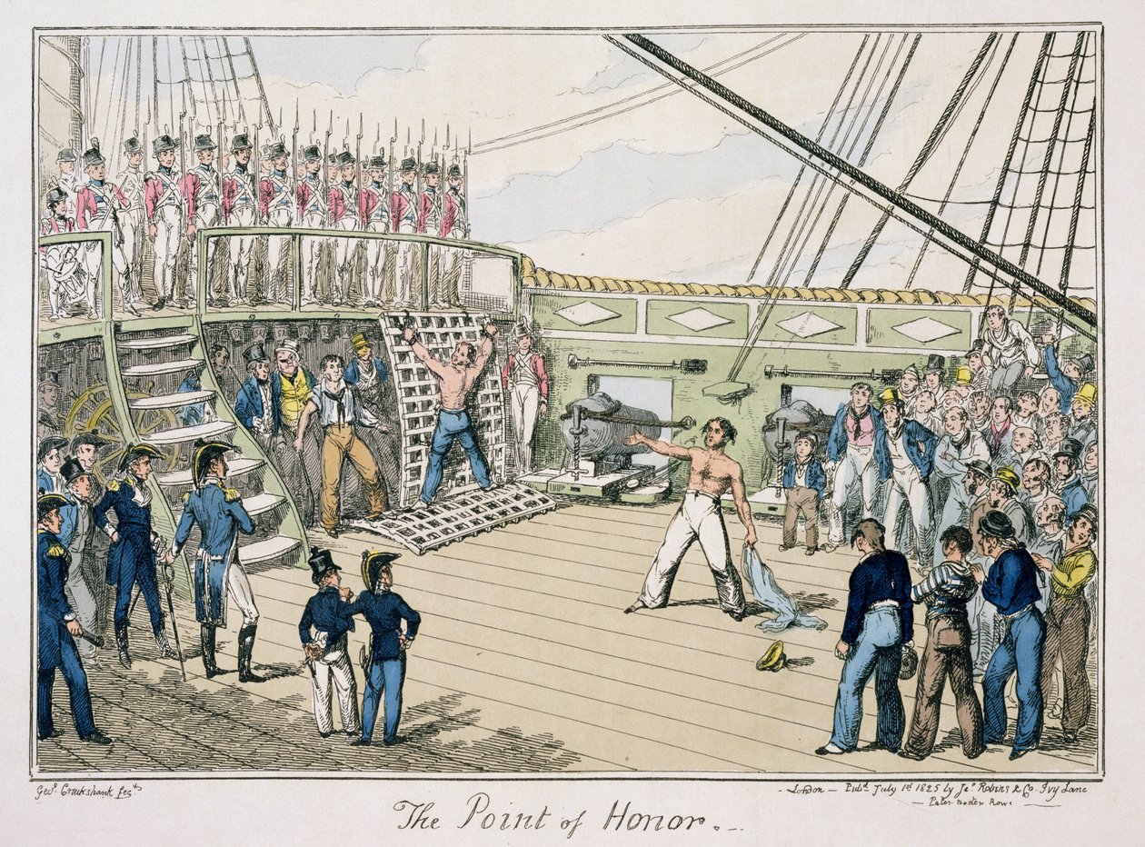 The Point of Honor ، تم نشره عام 1825 (نقش الألوان) بواسطة جورج كروكشانك