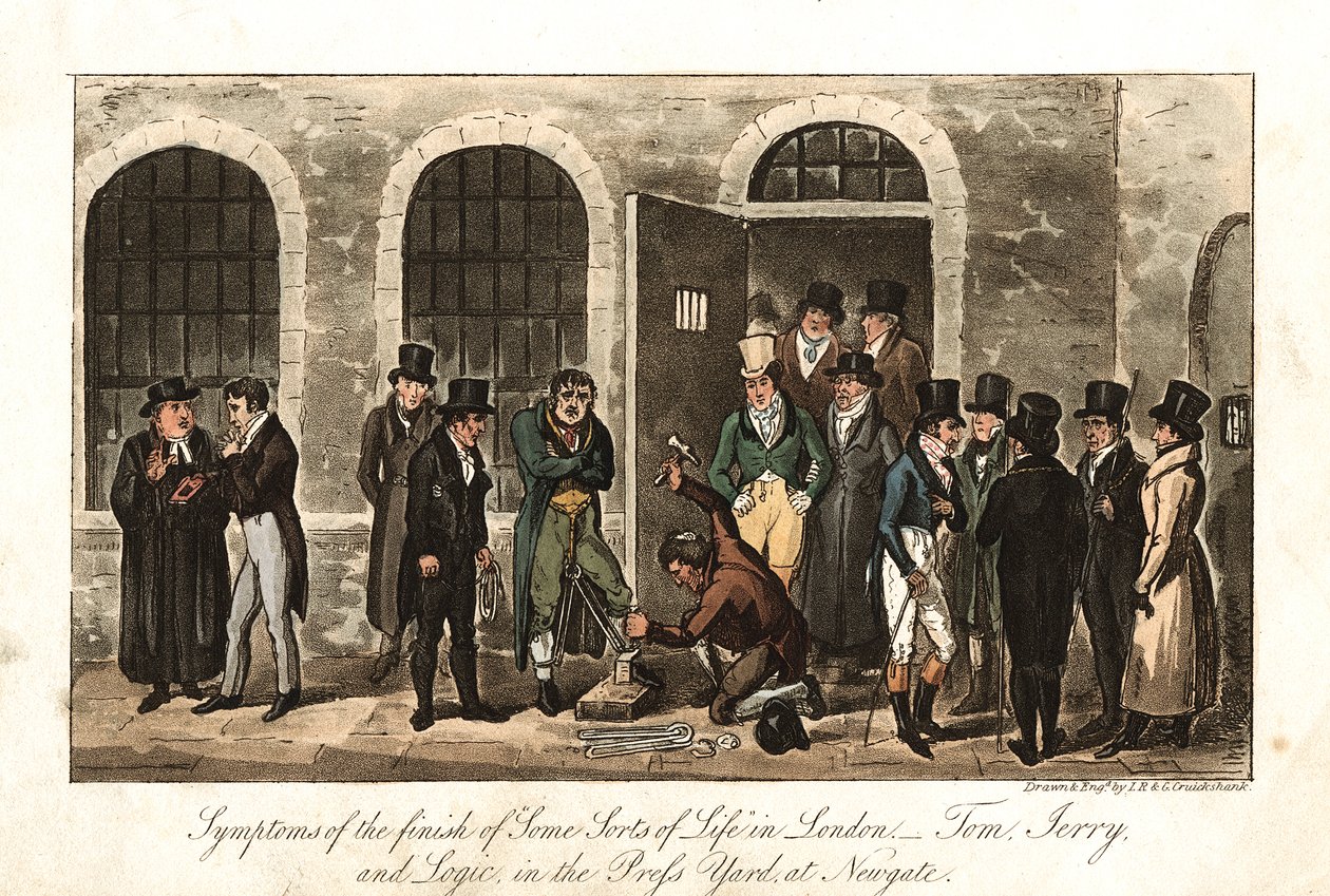 توم وجيري ولوجيك في ذا بريس يارد ، سجن نيوجيت ، لندن ، 1821 بواسطة جورج كروكشانك