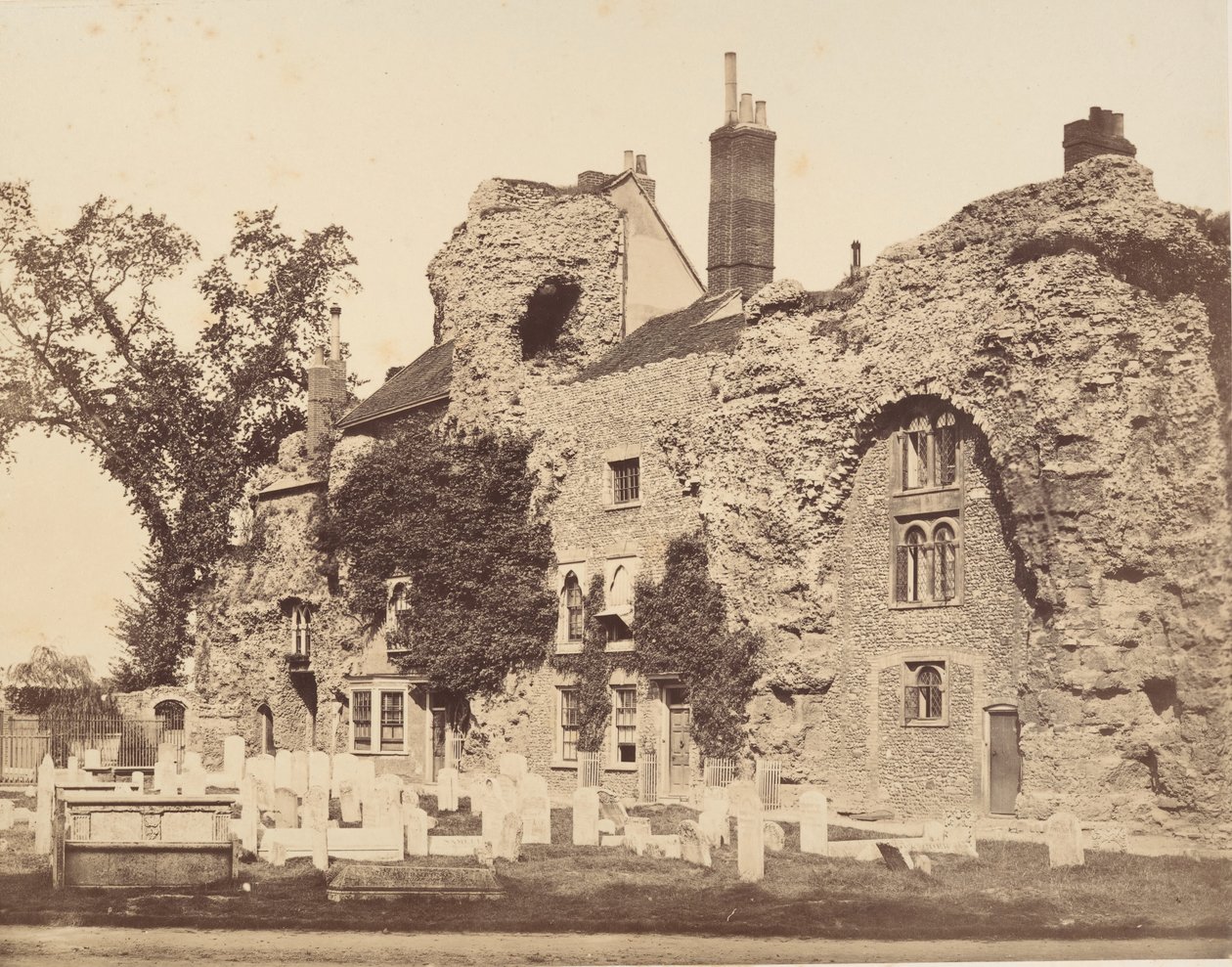 بقايا كنيسة الدير ، بوري سانت إدموندز ، 1857. بواسطة جورج داونز